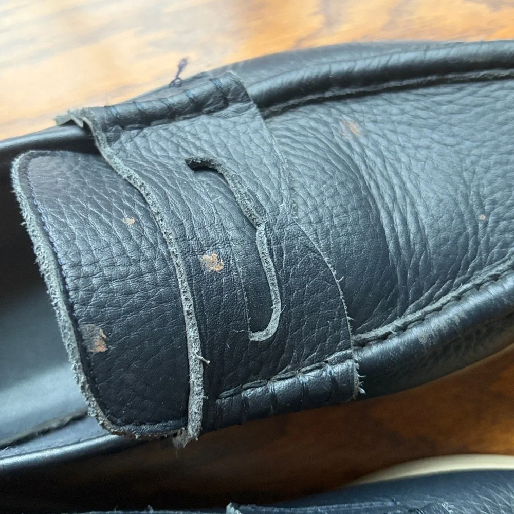 Zara Boys Navy Leather Loafers